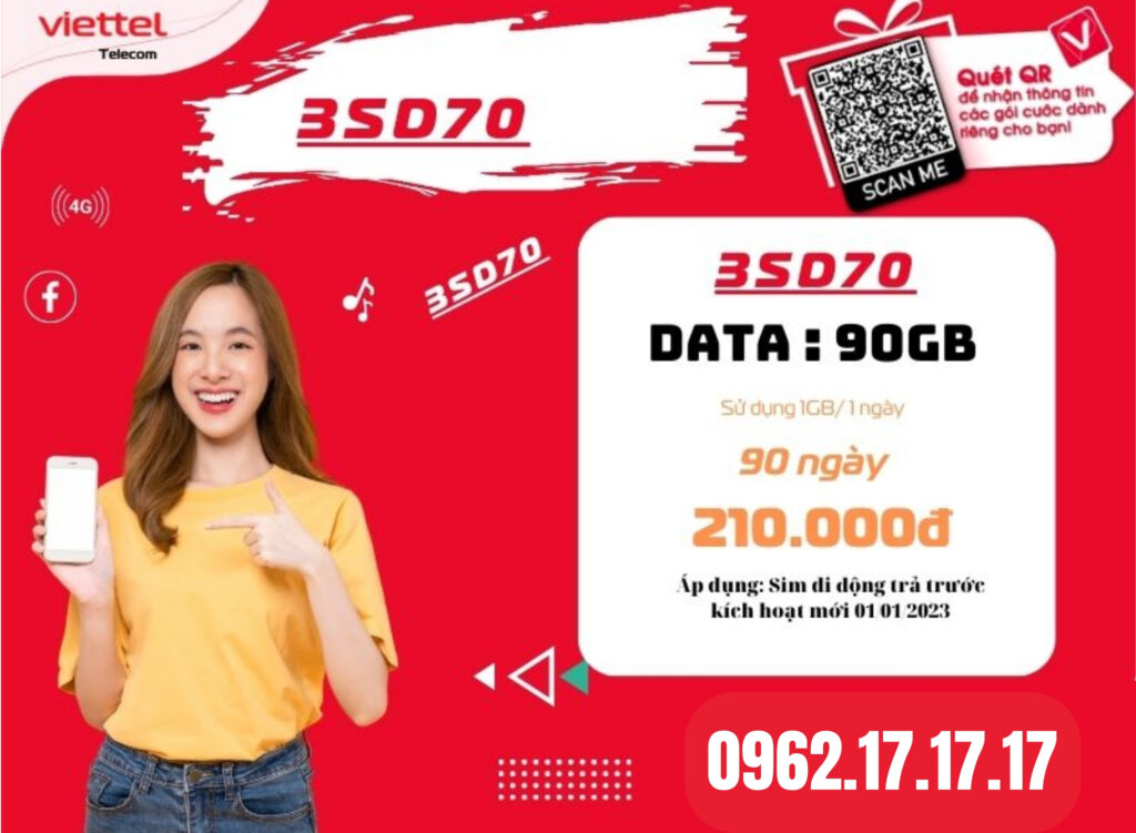 Gói cước 3SD70 viettel