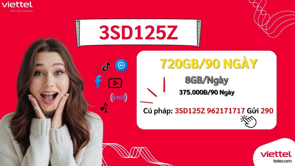 Gói 4G Viettel 3SD125Z