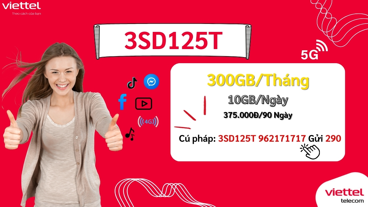Gói 5G Viettel 3SD125T