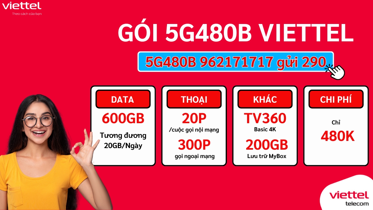 Gói Cước 5G Viettel 5G480B