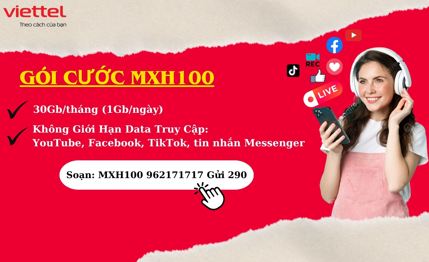Gói Cước Viettel Miễn Phí Data Mạng Xã Hội