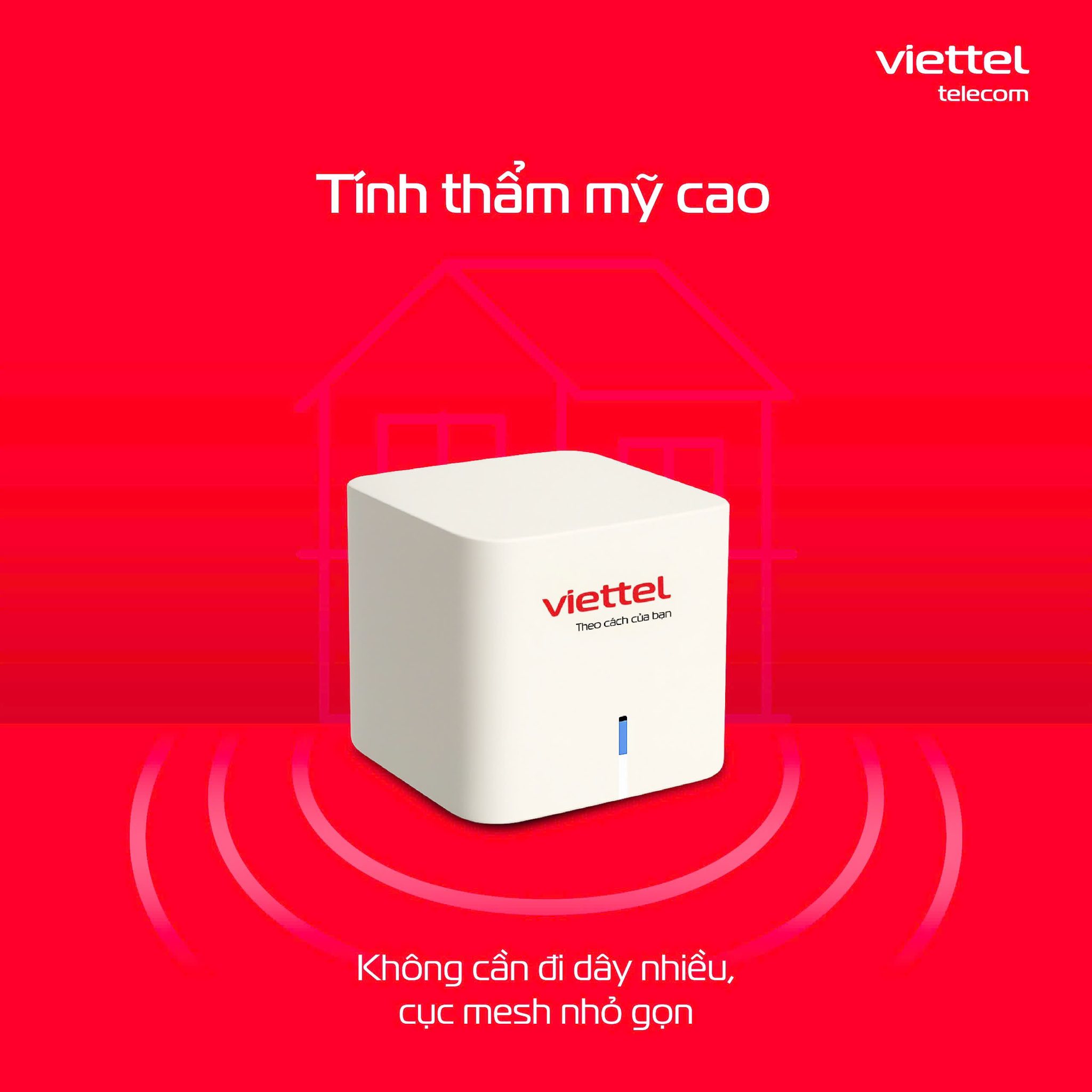 Thiết bị WiFi Mesh Viettel trong phòng khách