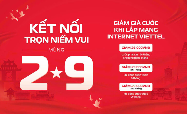 Viettel ưu đãi 2/9 Giảm 29.000đ/tháng