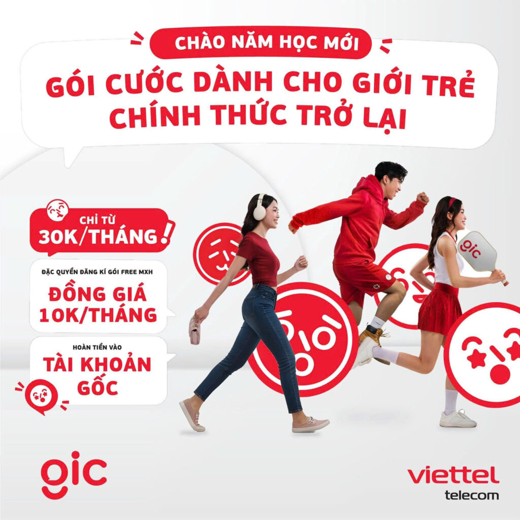SIM GIC Viettel 6–22 tuổi – Gói cước chỉ từ 30K/tháng