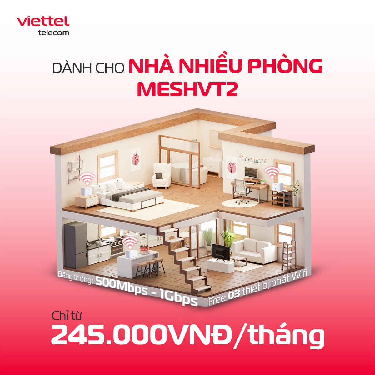 MESHVT2 – WiFi Phủ Sóng Toàn Nhà, Mạnh Từng Ngóc Ngách