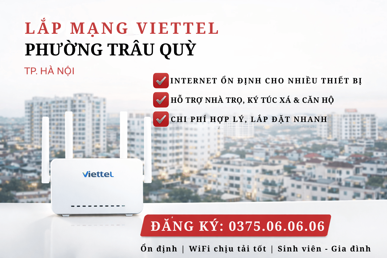 Lắp Mạng Viettel Phường Trâu Quỳ – Internet Ổn Định Cho Gia Đình & Sinh Viên