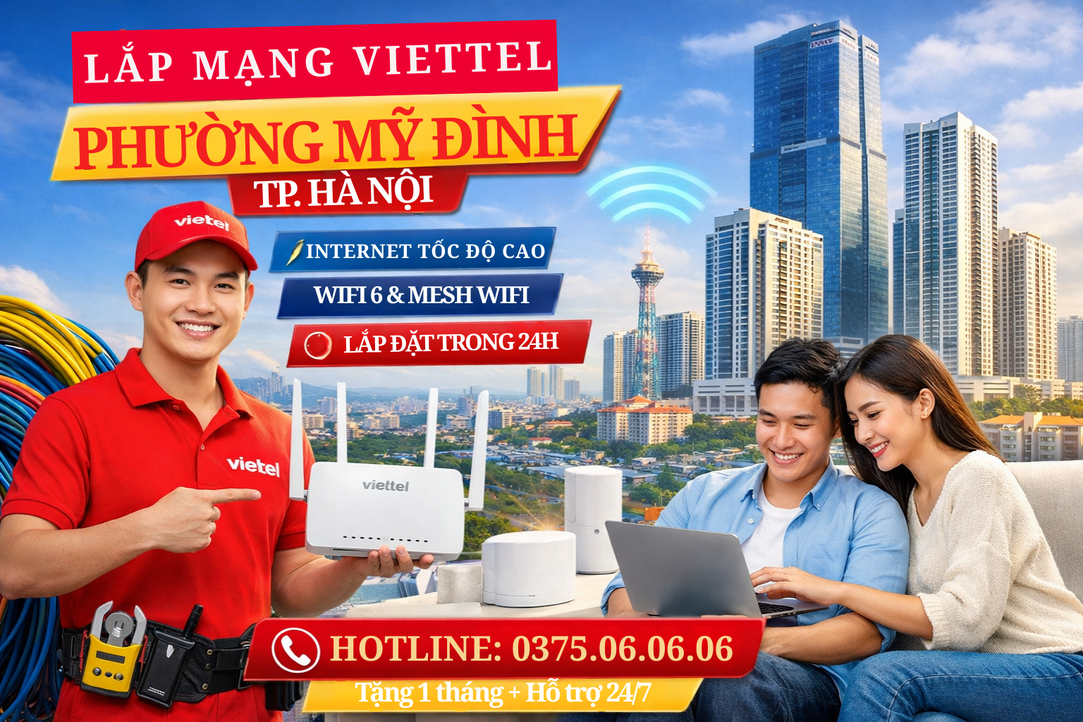 Lắp Mạng Viettel Phường Mỹ Đình – TP. Hà Nội | Internet Ổn Định, Lắp Nhanh Trong Ngày