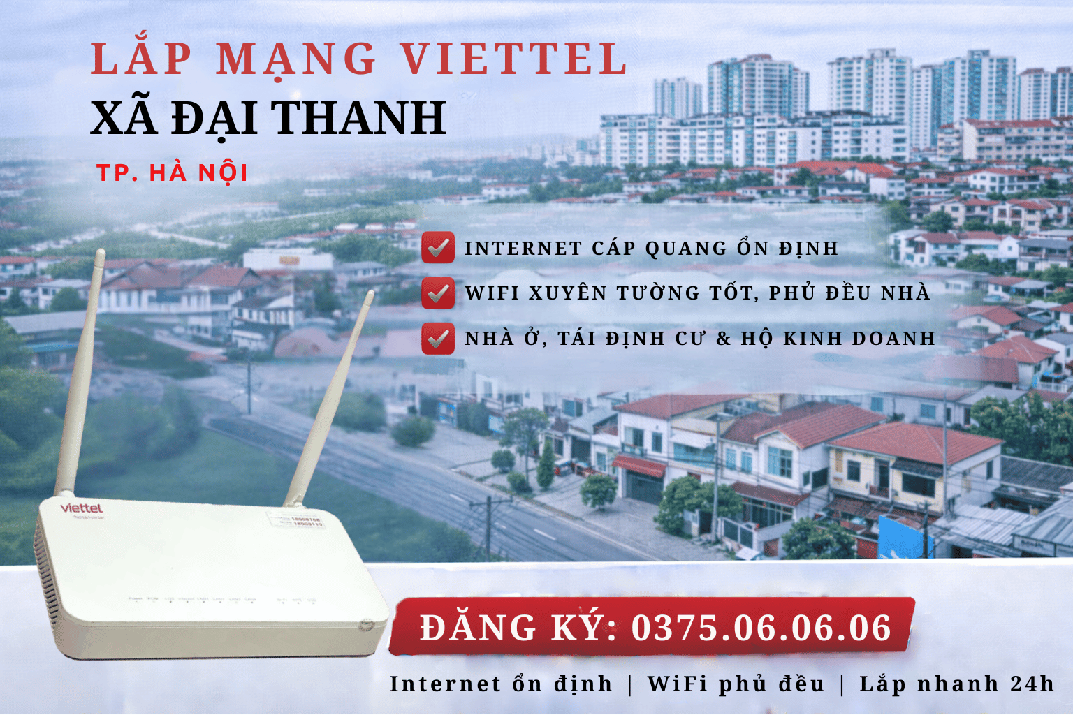 Lắp mạng Viettel xã Đại Thanh – Internet ổn định, WiFi mạnh cho sinh hoạt & kinh doanh