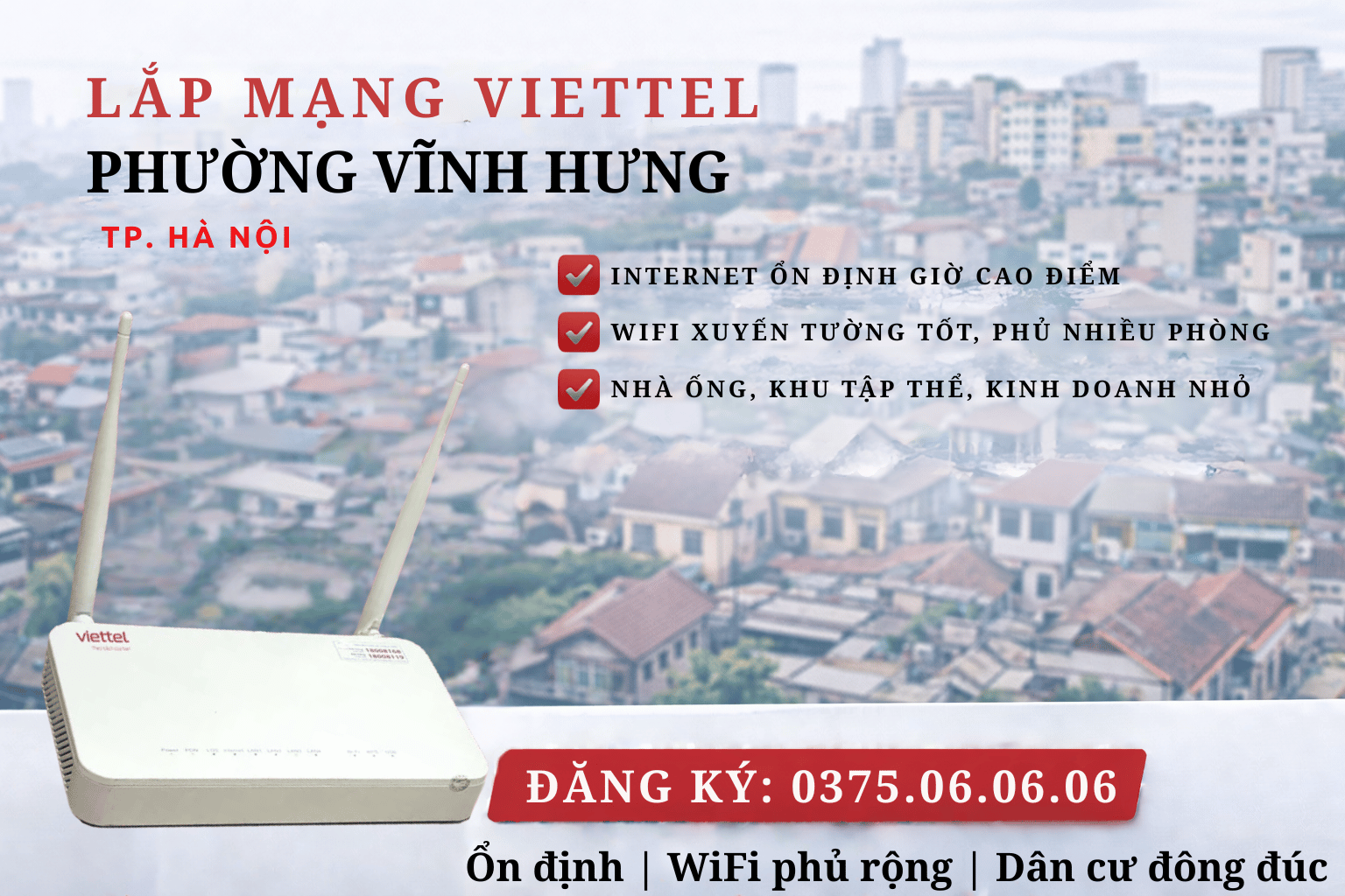 Lắp Mạng Viettel Phường Vĩnh Hưng – Internet Ổn Định Cho Khu Dân Cư Đông Đúc