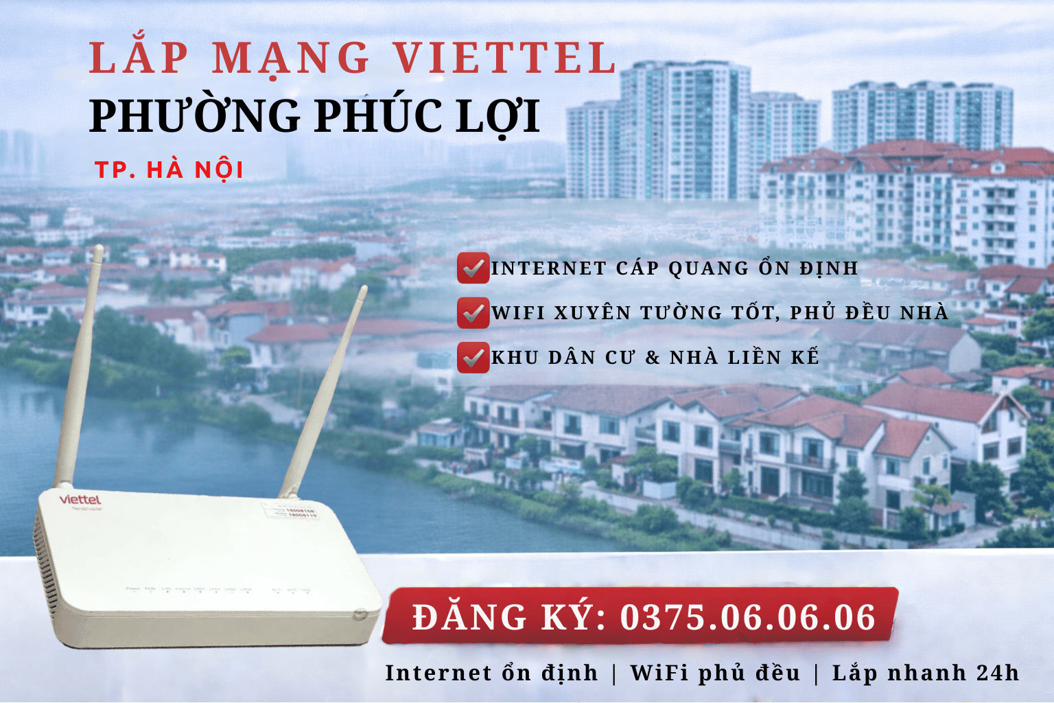 Lắp mạng Viettel phường Phúc Lợi – Internet ổn định, WiFi phủ đều từng phòng