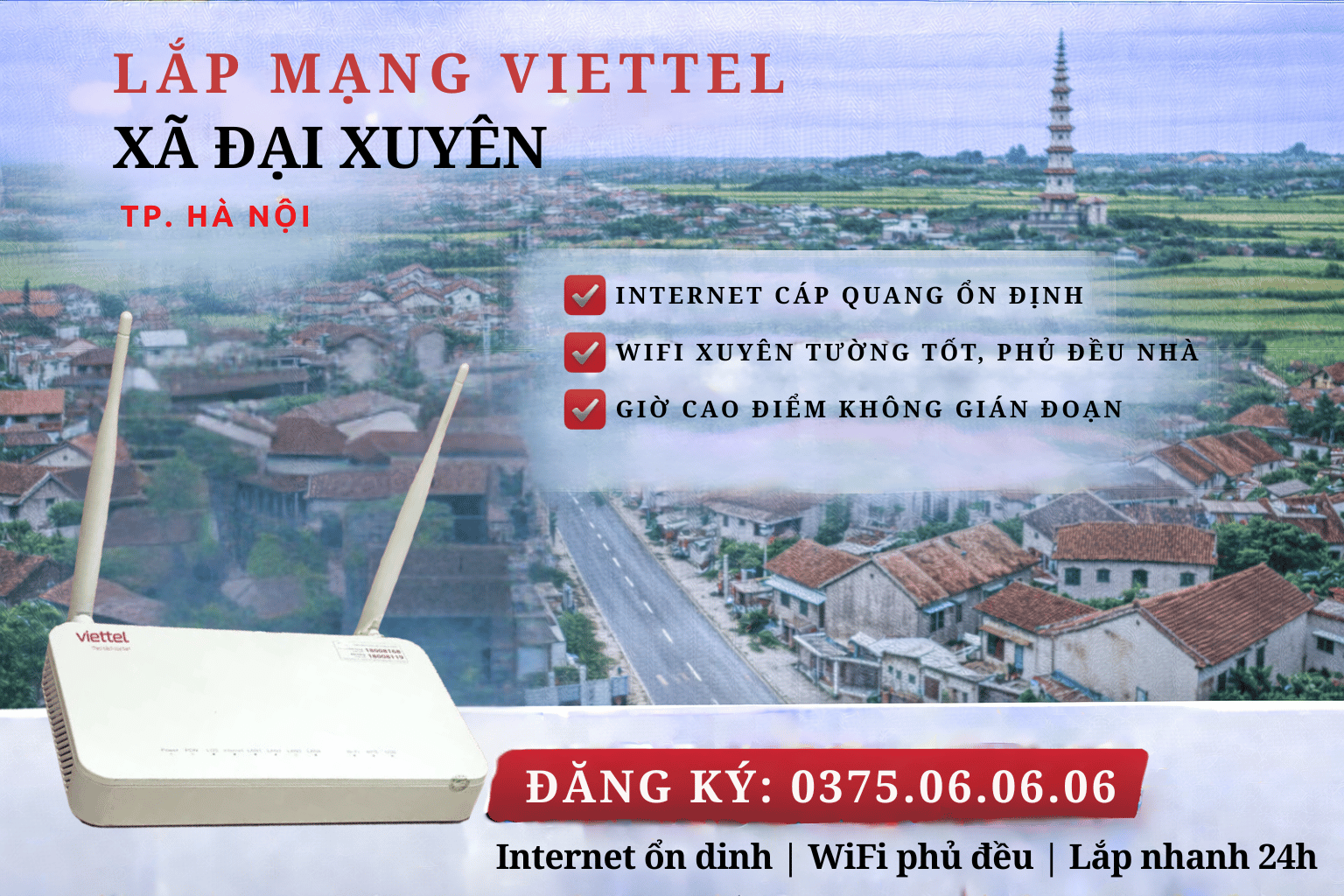 Lắp mạng Viettel xã Đại Xuyên – Giải pháp Internet bền bỉ cho gia đình & sản xuất