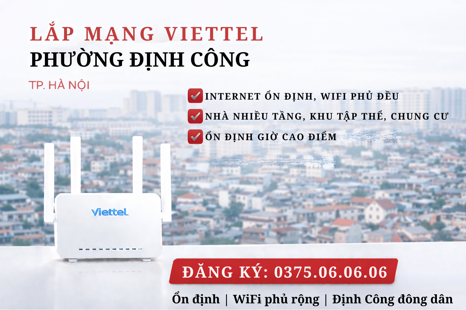 Lắp Mạng Viettel Phường Định Công – Internet Ổn Định Cho Khu Dân Cư Đông Người