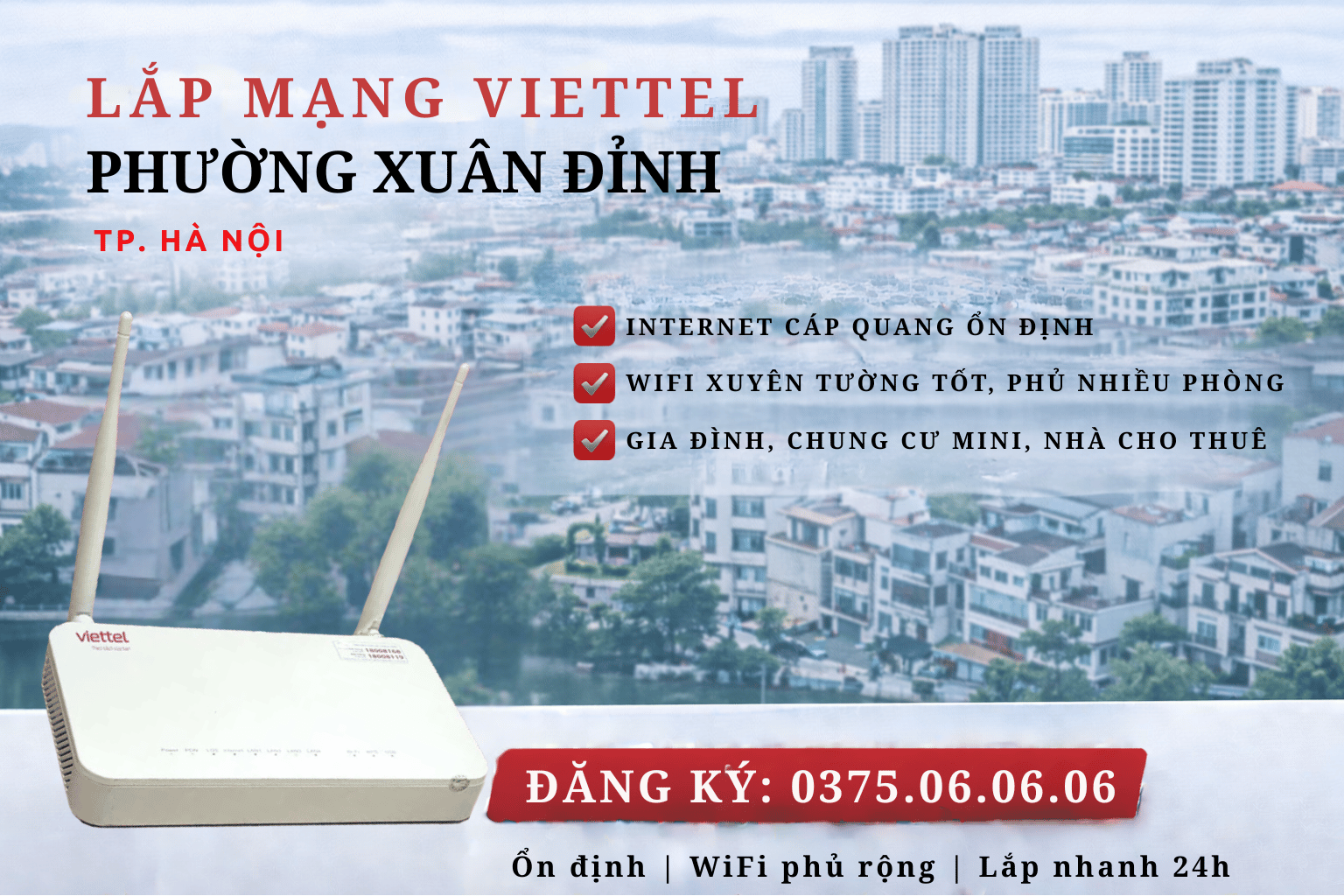 Lắp mạng Viettel phường Xuân Đỉnh – Internet ổn định, lắp nhanh trong ngày
