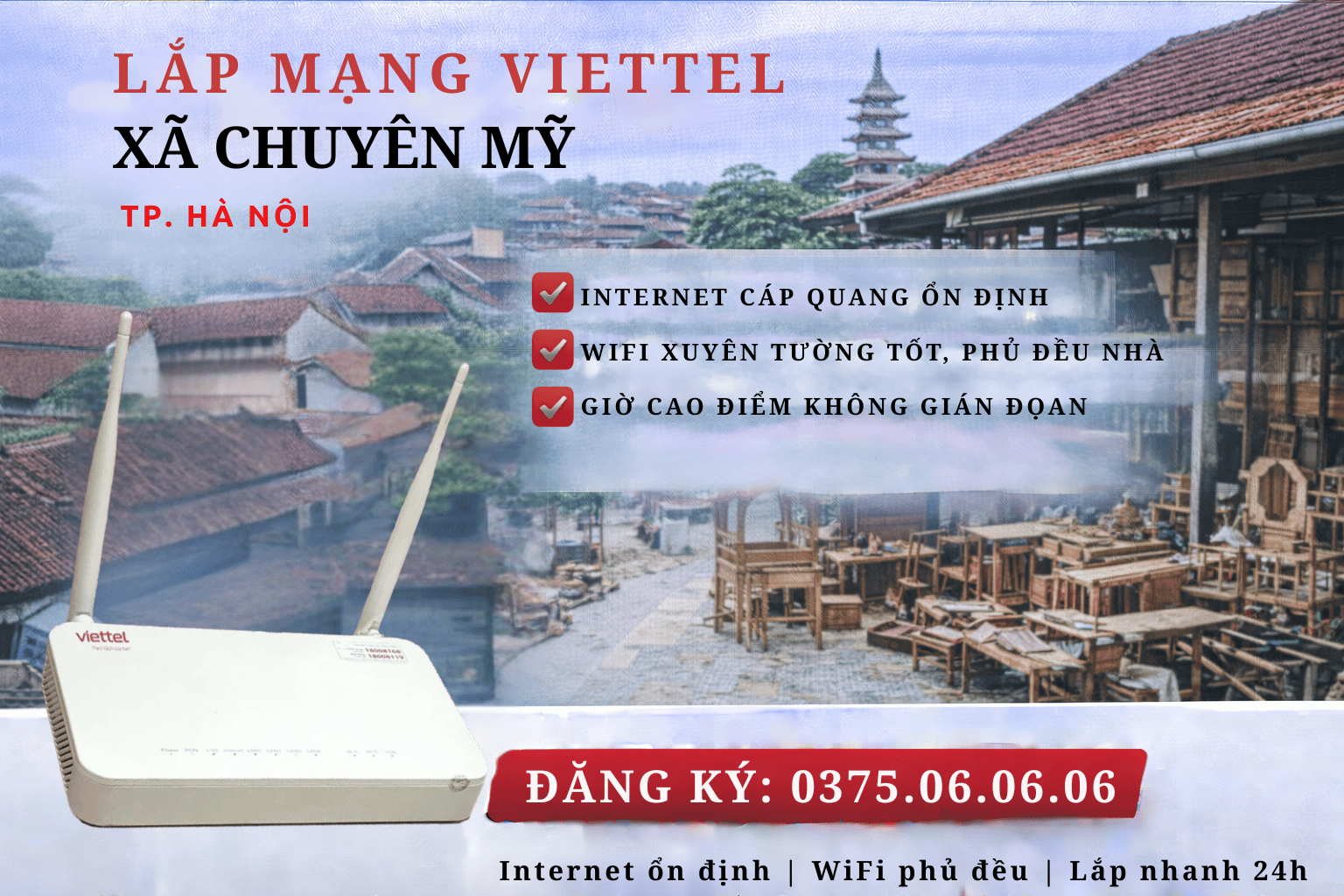 Lắp Mạng Viettel Xã Chuyên Mỹ – Internet Ổn Định Cho Gia Đình & Làng Nghề