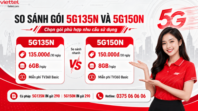 So Sánh 2 Gói Cước Viettel 5G135N và 5G150N
