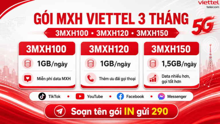 Gói 3MXH100, 3MXH120, 3MXH150 Viettel